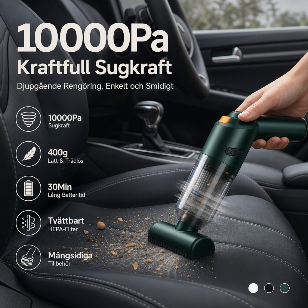 🚗 50% RABATT NU! 🔋 Kraftfull Trådlös Dammsugare för Bil – Kompakt & Sladdlös – Stark Sugkraft för Snabb & Enkel Rengöring 🧹