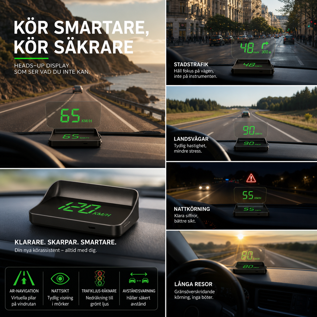 🚗 50% RABATT NU! Head-Up Display (HUD) med GPS – exakt hastighet i km/h– digital hastighetsmätare, kompass & överhastighetslarm – plug & play för alla fordon 📊✨