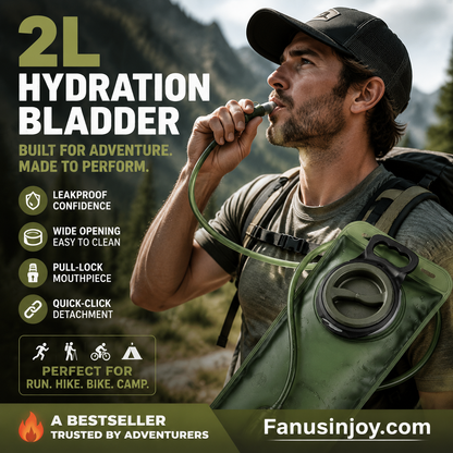 🔲50% överraskning rabatt!🏕️Hydrera när som helst, var som helst!💦2L vätskeblåsa med snabbkopplingsslang