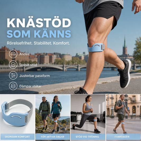 ✨56% RABATT NU!✨ Andningsbart knästöd – Flexibelt stöd, Mjukt material & Skonsam passform – Perfekt för Träning, Hushållsarbete & Ledvärk 🌿