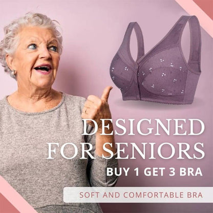 🔥Sista dagen Köp 1 och få 2 gratis 🔥Design for Senior bomullsbehå med stängning framtill