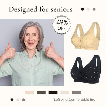 🔥Sista dagen Köp 1 och få 2 gratis 🔥Design for Senior bomullsbehå med stängning framtill