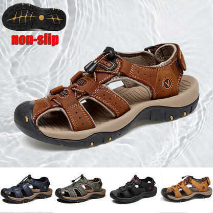 👟 50% RABATT NU! ☀️ Bekväma Utomhusstrandskor i Läder – Stängt Tåskydd & Halksäker Sula – Perfekt för Strand, Resor & Vardag – Finns i Flera Färger 🌊