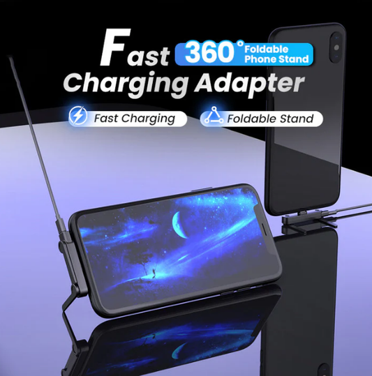 🔋40% RABATT! ⚡Snabbladdningsadapter med 360° vikbart telefonställ📱