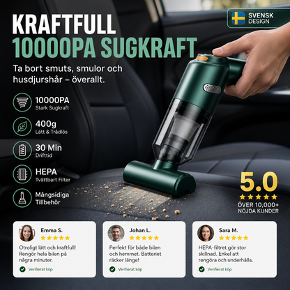 🚗 50% RABATT NU! 🔋 Kraftfull Trådlös Dammsugare för Bil – Kompakt & Sladdlös – Stark Sugkraft för Snabb & Enkel Rengöring 🧹