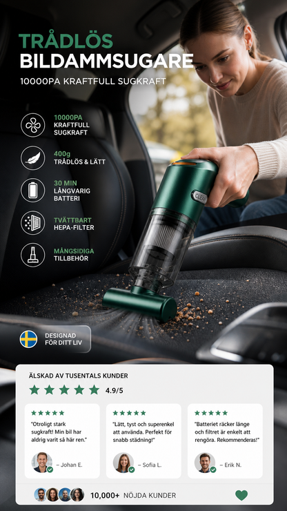 🚗 50% RABATT NU! 🔋 Kraftfull Trådlös Dammsugare för Bil – Kompakt & Sladdlös – Stark Sugkraft för Snabb & Enkel Rengöring 🧹