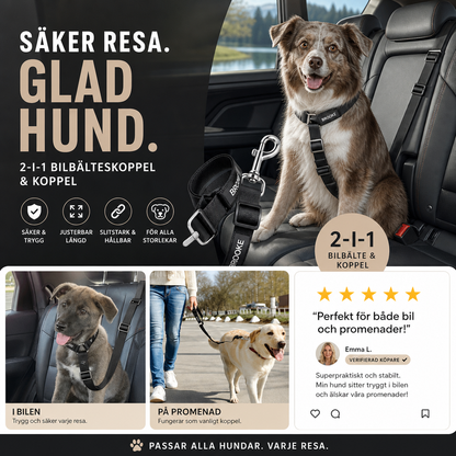 🛒 50% RABATT NU! 🐶 2-i-1 hundbilssäkerhetsbälte och promenadkoppel – Stabil & slitstark – Perfekt för bilresor och utomhuspromenader 🚗🌿