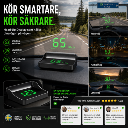 🚗 50% RABATT NU! Head-Up Display (HUD) med GPS – exakt hastighet i km/h– digital hastighetsmätare, kompass & överhastighetslarm – plug & play för alla fordon 📊✨