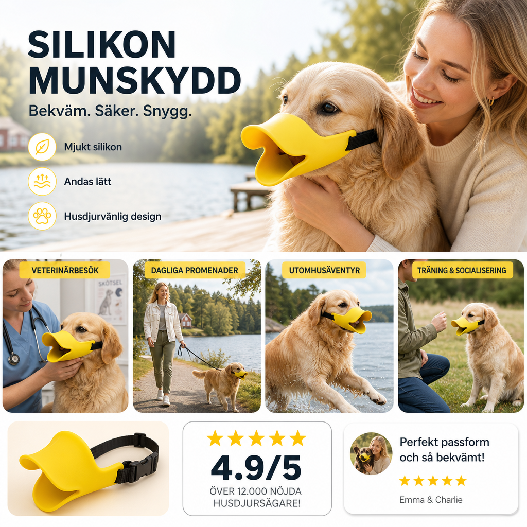 🐕 50 % RABATT NU! 🦆 Söt anknäbb-silikonmuzzle för hund – mjuk, bekväm & skyddar dig och dina lurviga vänner 🐾