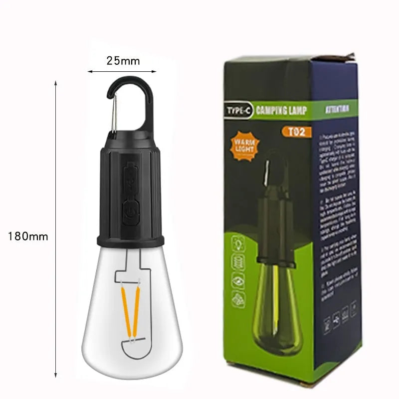 2025 Ny Utomhuscamping Hängande Typ-C Laddning Retro Glödlampa Belysning Dekoration
