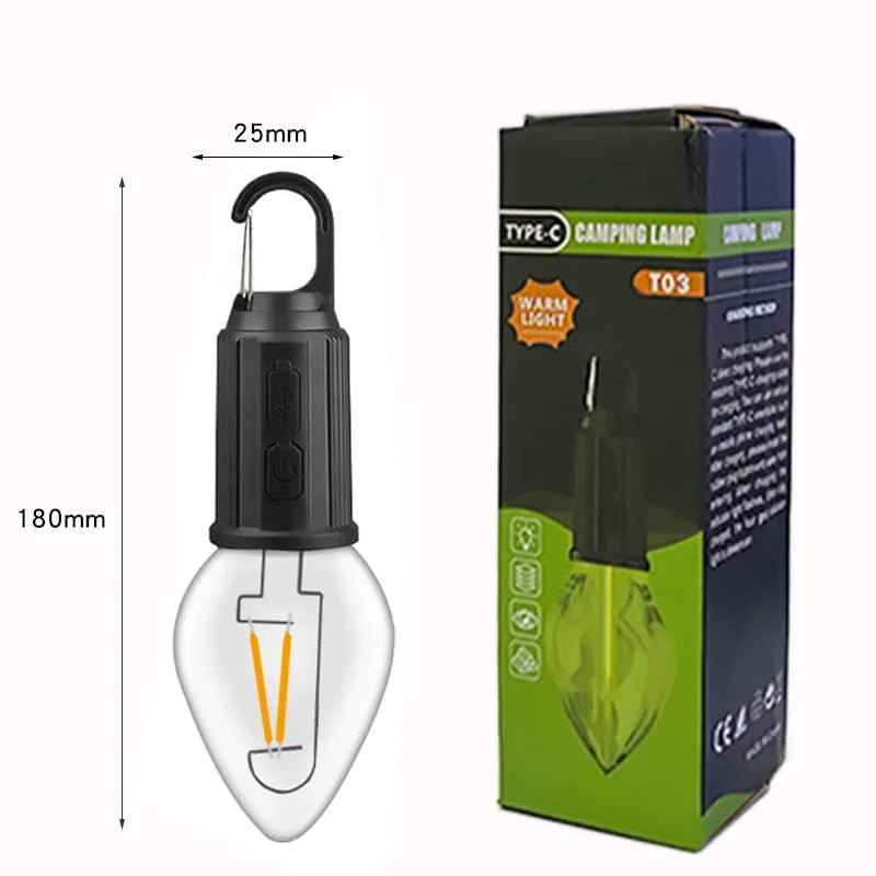 2025 Ny Utomhuscamping Hängande Typ-C Laddning Retro Glödlampa Belysning Dekoration