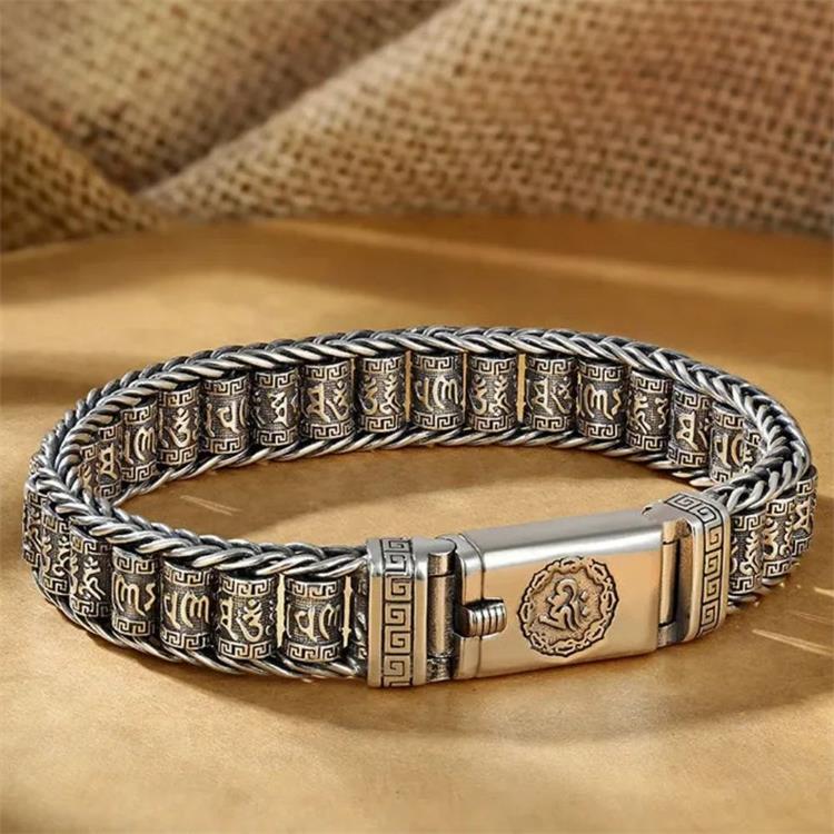 💎 50% RABATT! 💎 Tibetanskt bönehjulsarmband – 925 sterlingsilver, lyckobringare och alla hjärtans dag-present