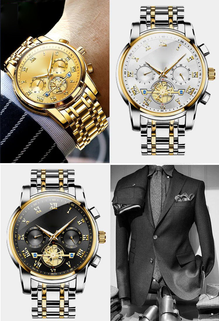 🔥Luxury Design Dodecagon Quartz Titta på nya multifunktionella mäns armbandsur