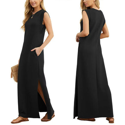 👗🌸 50% RABATT! | Skrynkelfri Fritidsklänning för Kvinnor – Delad Fåll, Lätt & Flödande!