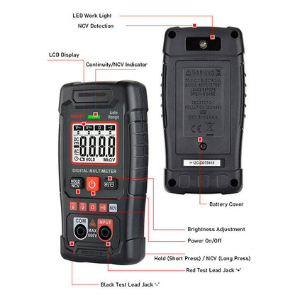 🔧⚡️ Smart multimeter mot brännskador! 4000 räkningar, automatiskt val av mätområde, handflatstor mätanordning med noll fel ✨