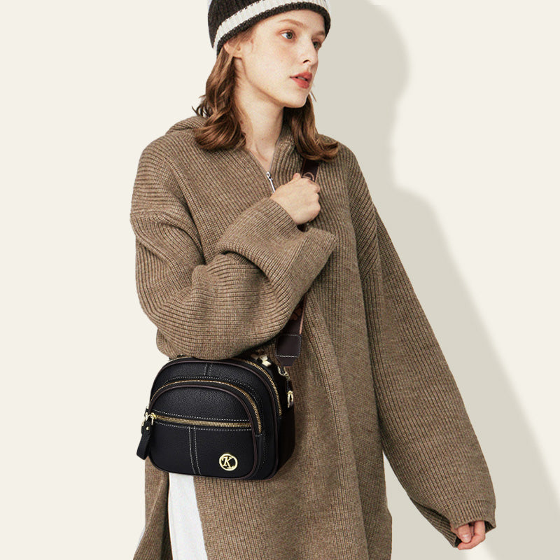 🔥het försäljning🔥Klassisk crossbody-väska i läder med flera fack och funktioner