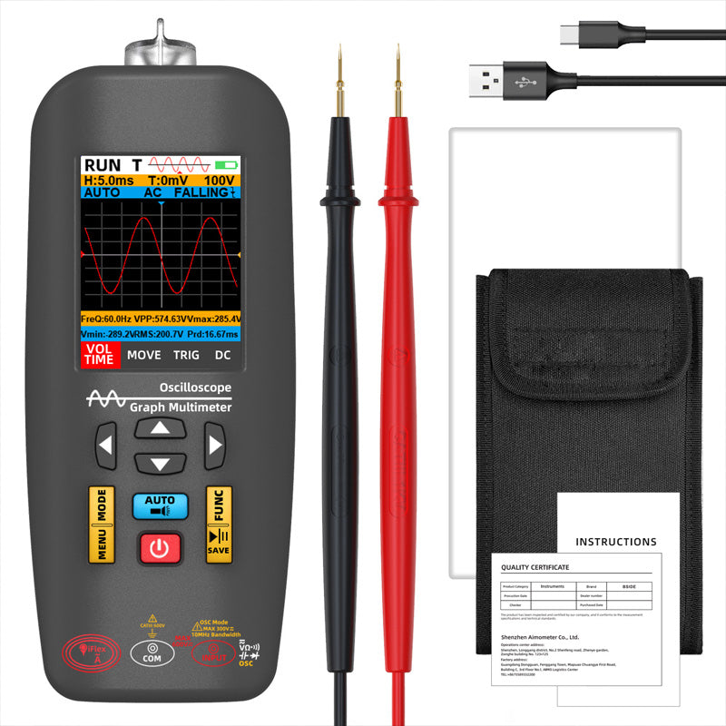 3-i-1 Handhållen grafisk multimeter - Oscilloskop, inspektör och ficklampa