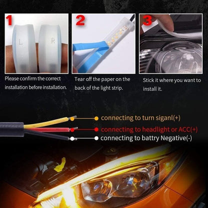 🎉 2026 REA — Över 28 000 sålda!💡 2-pack Flexibel LED-flytande signallampa för bil - Vattentät Tvåfärgad 12V Slinga ⚡