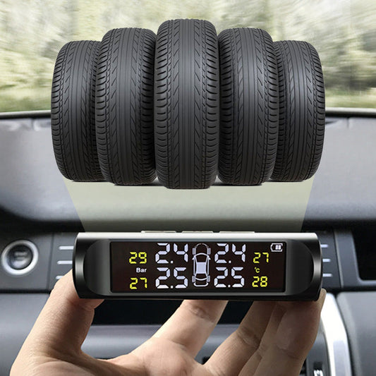 Solcellsdriven 4-hjuls däcktrycksmätare med realtidsvisning