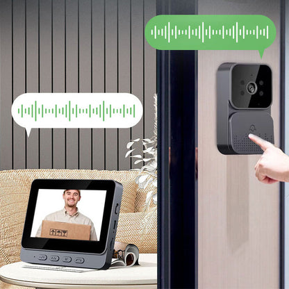 🚪 55% RABATT NU ! 🔥 Trådlös Dörrklocka med Kamera – 1080p, 170° Vinkel, 4,3-tums Skärm, IPX65 Vattentät & Mörkerseende ✨