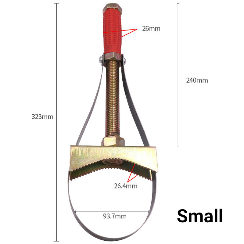 Biloljefilternyckel med justerbar stålslinga