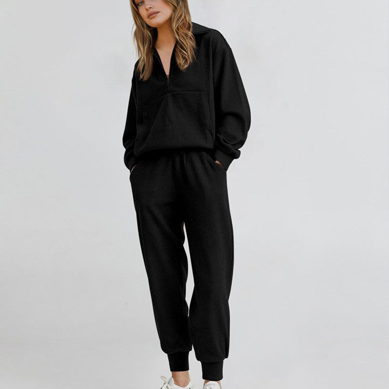 Långärmad Halvzip Sweatsuit Set