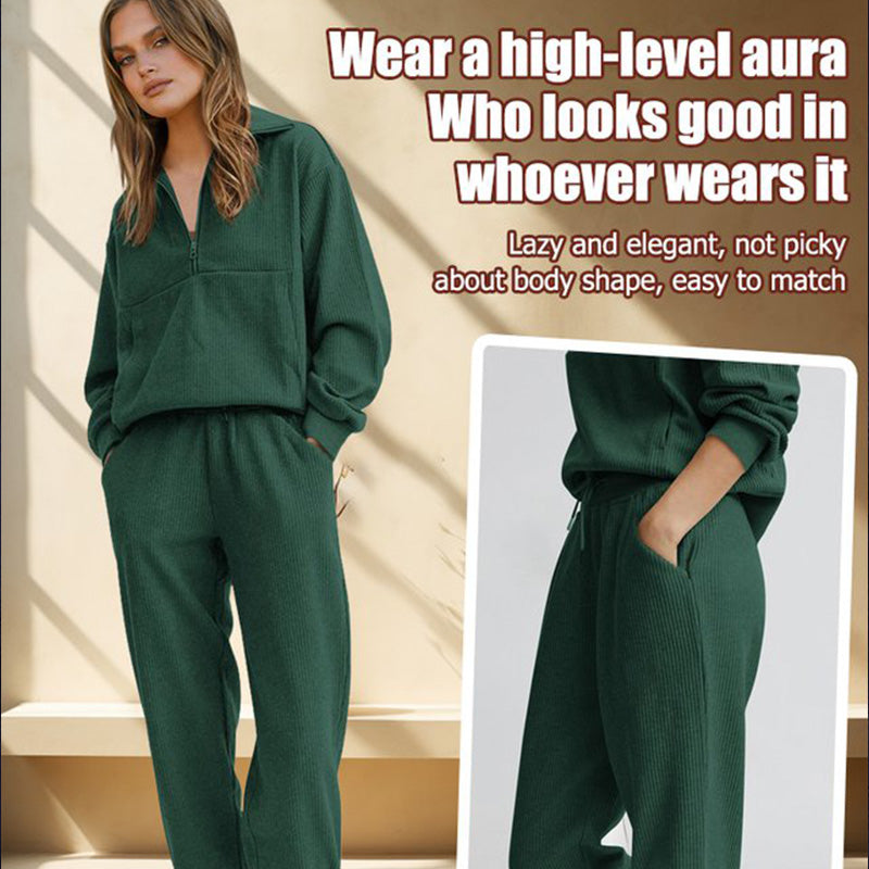 Långärmad Halvzip Sweatsuit Set