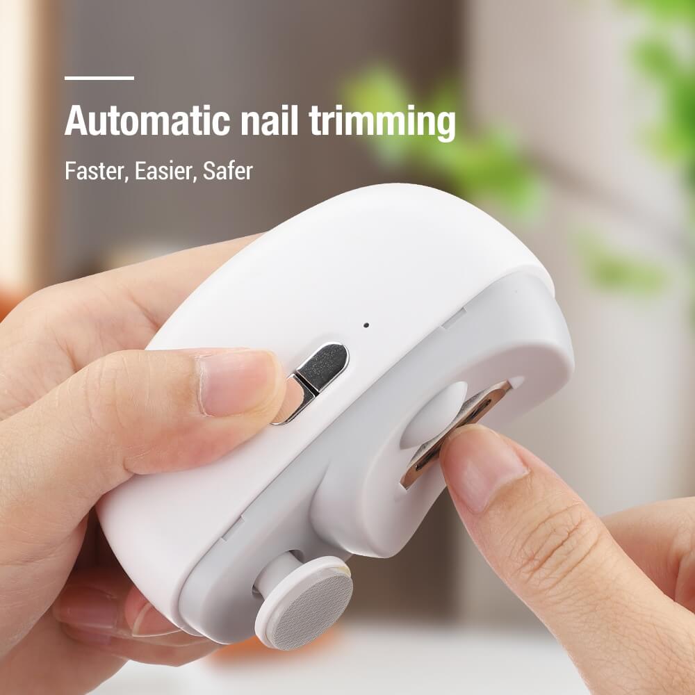 🎁 Perfekt för alla åldrar 👵👶 3-i-1 Automatisk Elektrisk Nagelklippare med Polering - 🌟Säker & Bekväm🌟