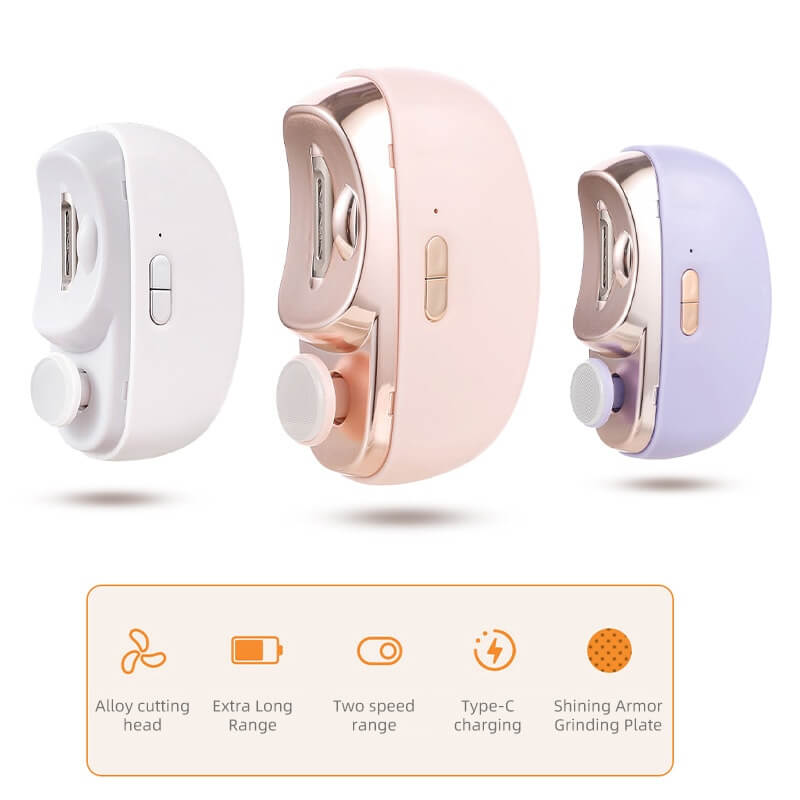 🎁 Perfekt för alla åldrar 👵👶 3-i-1 Automatisk Elektrisk Nagelklippare med Polering - 🌟Säker & Bekväm🌟