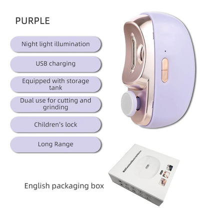 🎁 Perfekt för alla åldrar 👵👶 3-i-1 Automatisk Elektrisk Nagelklippare med Polering - 🌟Säker & Bekväm🌟