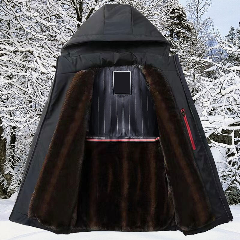 💥Varm present🌟Termisk tjock parkajacka med huva för män✈️