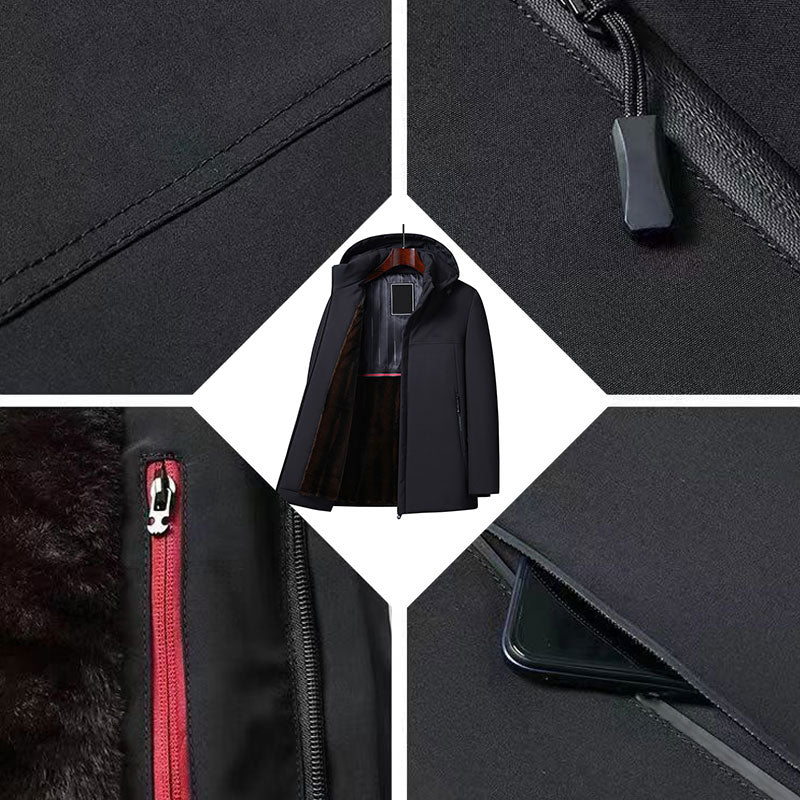 💥Varm present🌟Termisk tjock parkajacka med huva för män✈️