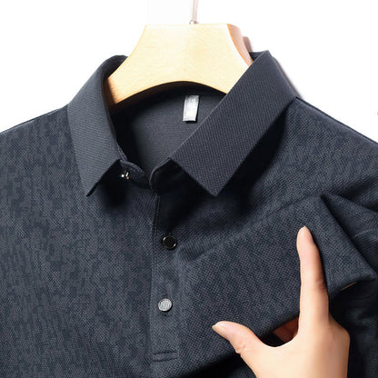 Herrars affärsmässiga avslappnade långärmade t-shirt med slag