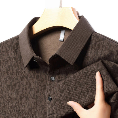Herrars affärsmässiga avslappnade långärmade t-shirt med slag