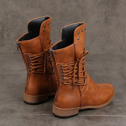 🔥Ankelkängor i läder med snörning för kvinnor