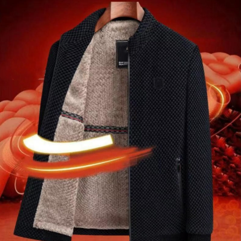 Varm vinterjacka i syntetmaterial med fleecefodring för män