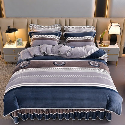 4 delar tryck mysiga täcken sängkläder uppsättningar