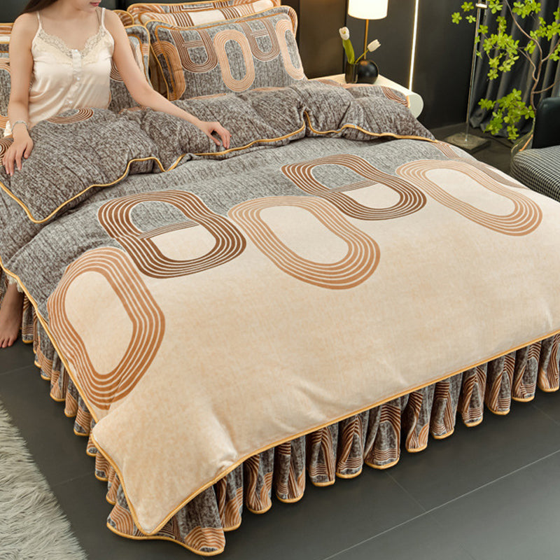 4 delar tryck mysiga täcken sängkläder uppsättningar