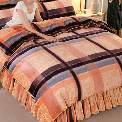 4 delar tryck mysiga täcken sängkläder uppsättningar