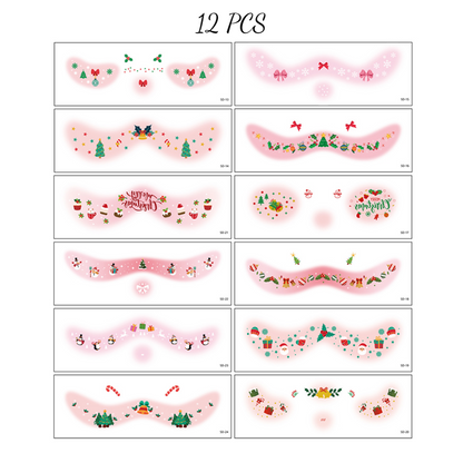 12 ark tillfälliga ansiktstatueringar med julmotiv för barn