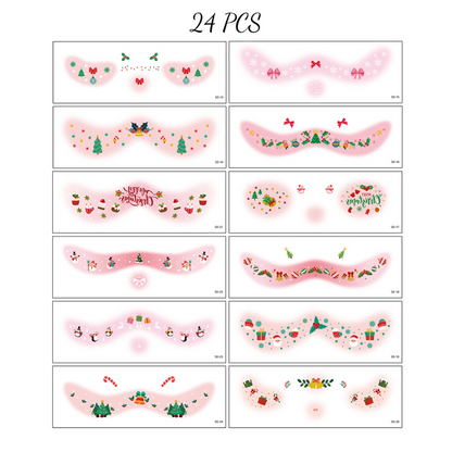 12 ark tillfälliga ansiktstatueringar med julmotiv för barn