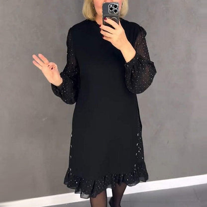 👗 60% RABATT! 💎 ENFÄRGAD STRASSKLÄNNING - Elegant Rund Halsringning med Glittrande Detaljer, Perfekt för Fest och Särskilda Tillfällen, Bekväm och Smickrande Passform 🌟✨