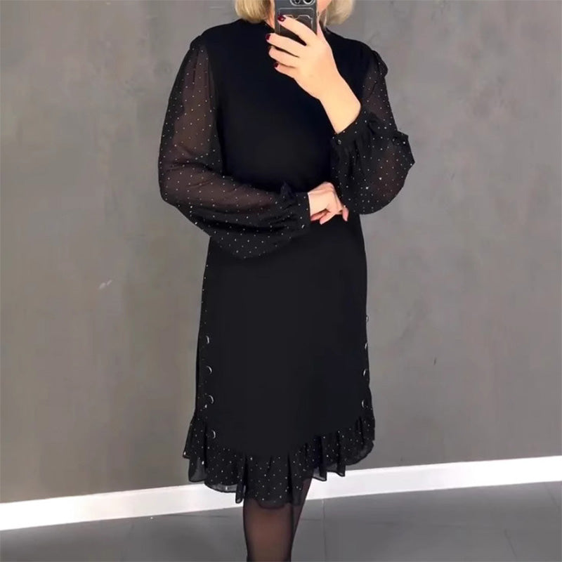 👗 60% RABATT! 💎 ENFÄRGAD STRASSKLÄNNING - Elegant Rund Halsringning med Glittrande Detaljer, Perfekt för Fest och Särskilda Tillfällen, Bekväm och Smickrande Passform 🌟✨