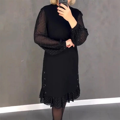 👗 60% RABATT! 💎 ENFÄRGAD STRASSKLÄNNING - Elegant Rund Halsringning med Glittrande Detaljer, Perfekt för Fest och Särskilda Tillfällen, Bekväm och Smickrande Passform 🌟✨