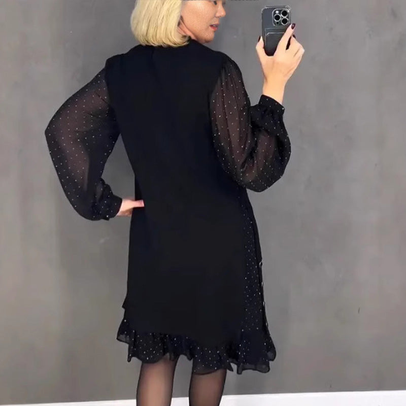 👗 60% RABATT! 💎 ENFÄRGAD STRASSKLÄNNING - Elegant Rund Halsringning med Glittrande Detaljer, Perfekt för Fest och Särskilda Tillfällen, Bekväm och Smickrande Passform 🌟✨