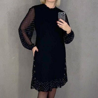 👗 60% RABATT! 💎 ENFÄRGAD STRASSKLÄNNING - Elegant Rund Halsringning med Glittrande Detaljer, Perfekt för Fest och Särskilda Tillfällen, Bekväm och Smickrande Passform 🌟✨