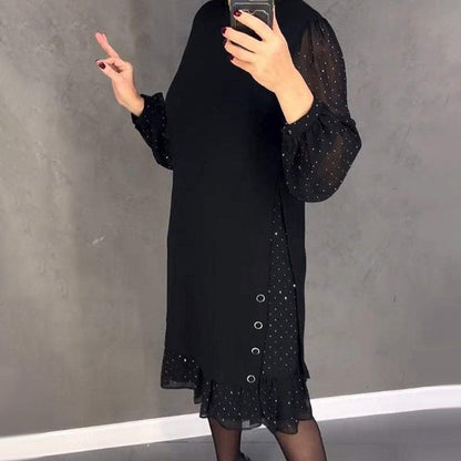 👗 60% RABATT! 💎 ENFÄRGAD STRASSKLÄNNING - Elegant Rund Halsringning med Glittrande Detaljer, Perfekt för Fest och Särskilda Tillfällen, Bekväm och Smickrande Passform 🌟✨