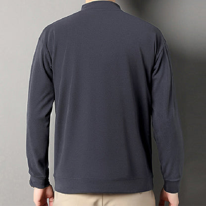 Mysig långärmad pullover med dragkedja och krage för män