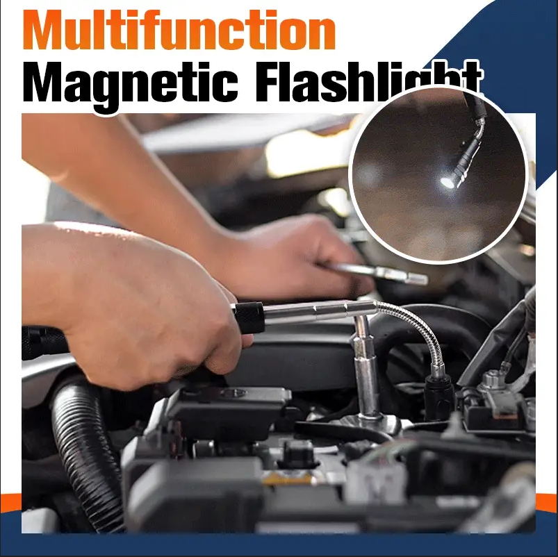 🔦 50% RABATT NU! 🧲 Multifunktionell Magnetisk Teleskop Ficklampa – Utdragbar & 360° Roterbar – Perfekt för Reparationer & DIY 🛠️