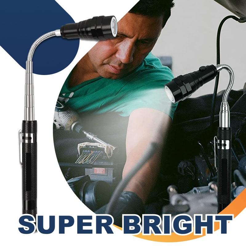 🔦 50% RABATT NU! 🧲 Multifunktionell Magnetisk Teleskop Ficklampa – Utdragbar & 360° Roterbar – Perfekt för Reparationer & DIY 🛠️